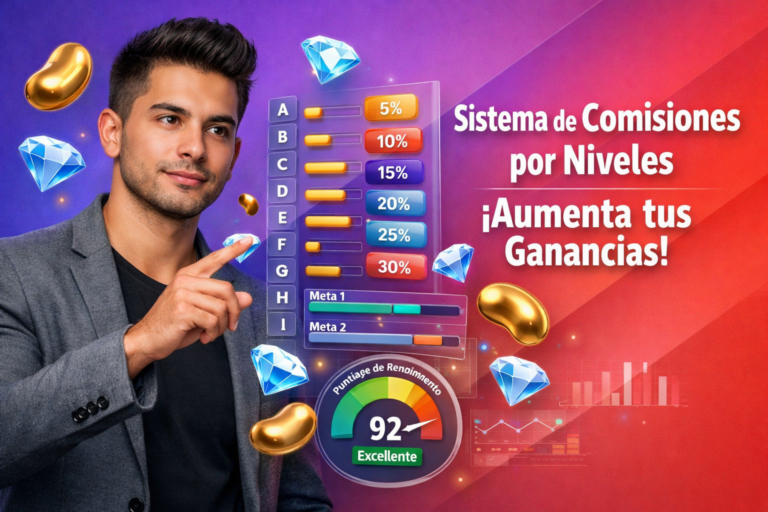 Guía del sistema de niveles y comisiones 5%–30% para chamet agency, con clases A–K, metas y mejora por desempeño para agentes.