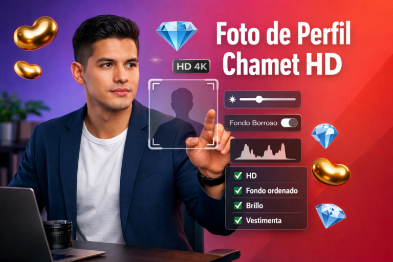 Consejos para foto de perfil Chamet en alta definición con brillo extra, fondo ordenado y vestimenta profesional, ideal para mejorar tu presencia en chamet agency.